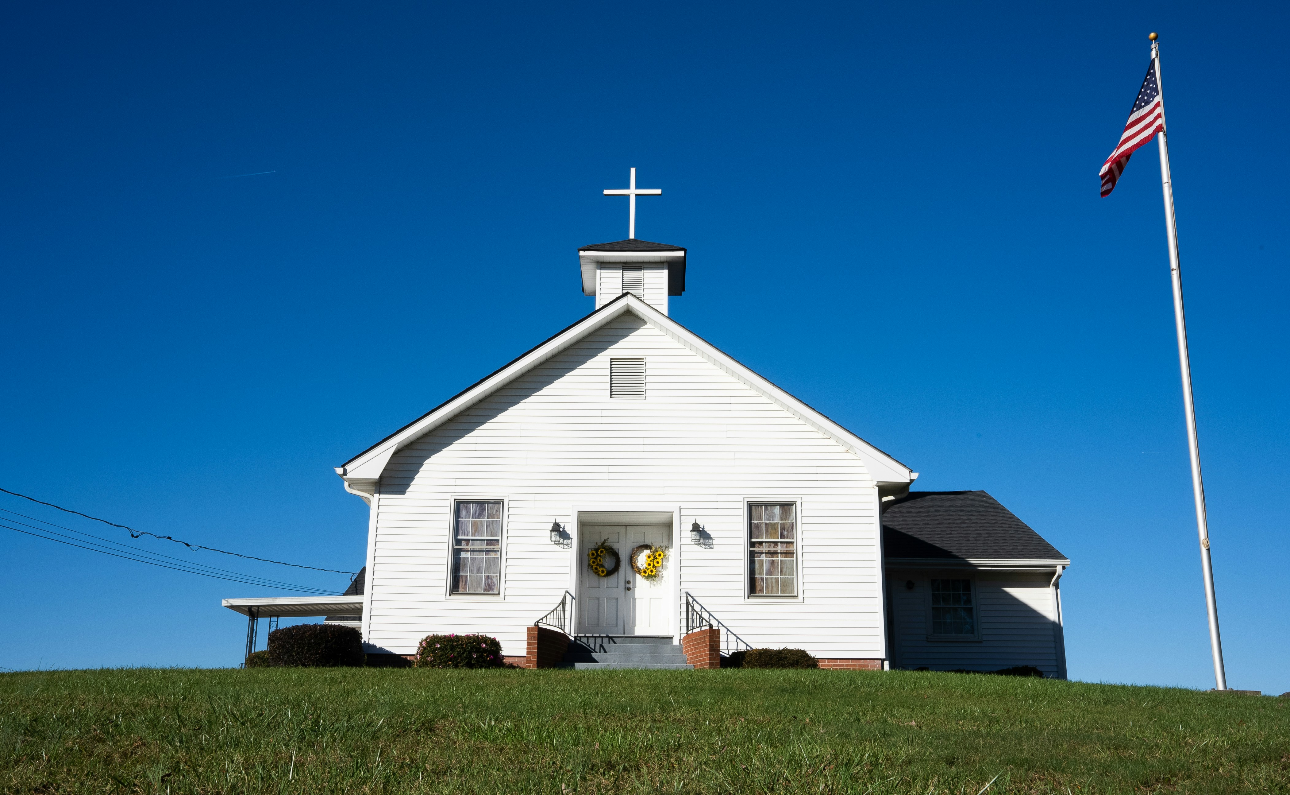Church building at golden hour